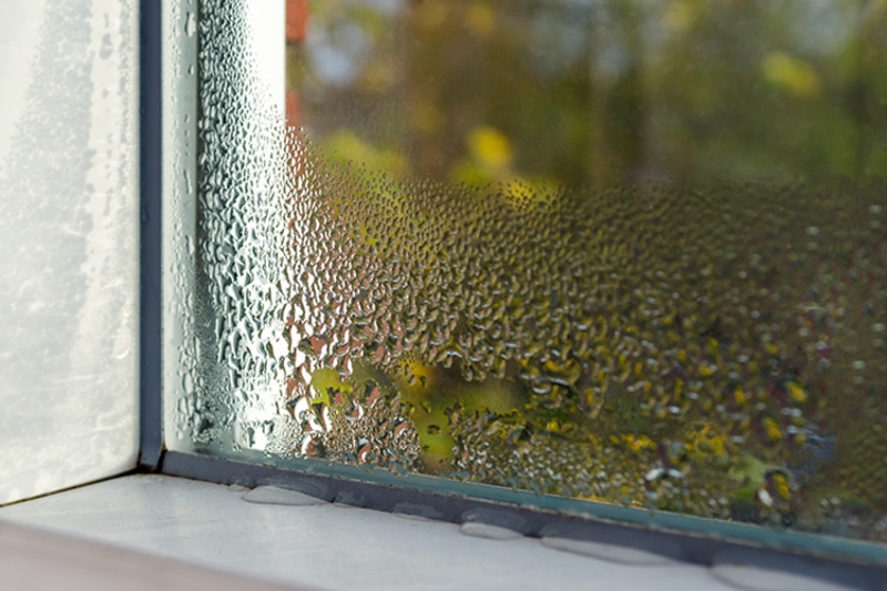 Condensation on window, produced from indoor humidity.